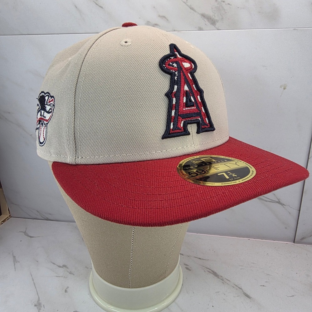 New Era Los Angeles Angels MLB July 4th Low Profile 59Fifty Fitted Hat 7 1/4 - Picture 2 of 11